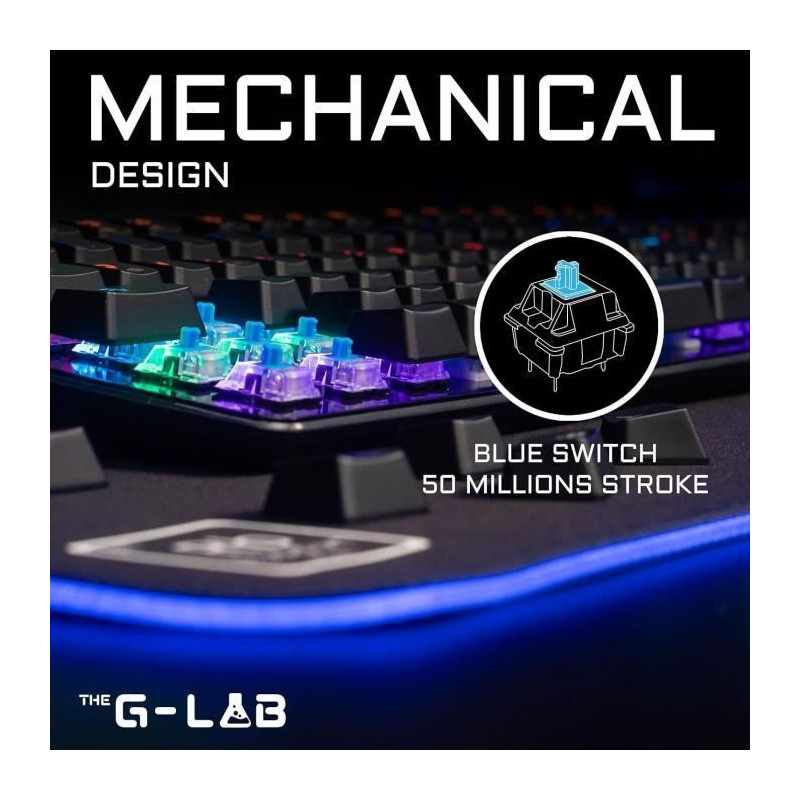 Mechanical Gaming Keyboard - THE G-LAB - KEYZ -CARBON -EX/FR - Backlit