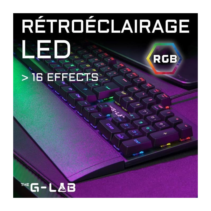 Mechanical Gaming Keyboard - THE G-LAB - KEYZ -CARBON -EX/FR - Backlit