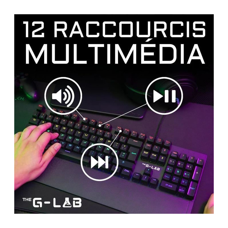 Mechanical Gaming Keyboard - THE G-LAB - KEYZ -CARBON -EX/FR - Backlit