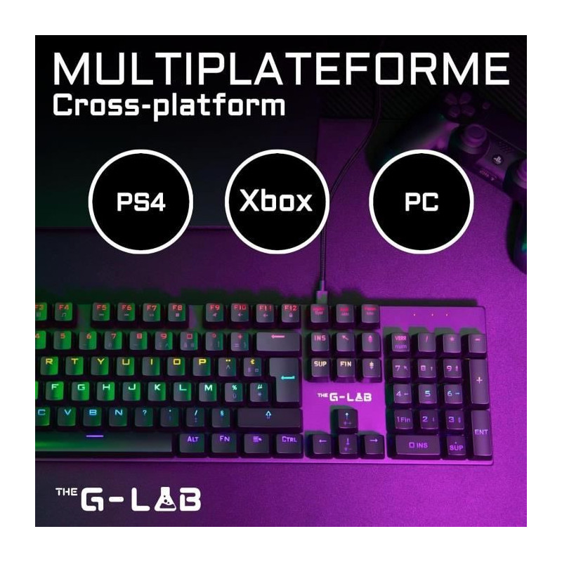 Mechanical Gaming Keyboard - THE G-LAB - KEYZ -CARBON -EX/FR - Backlit