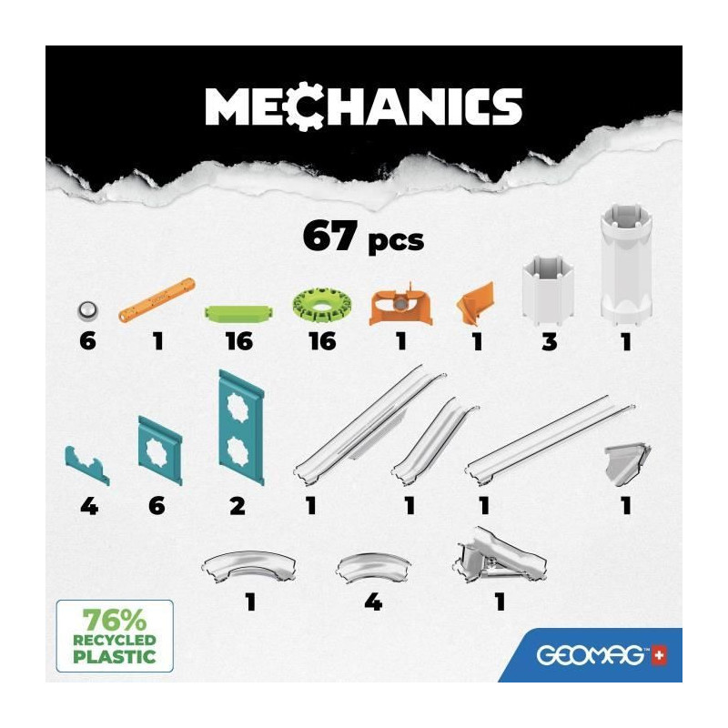 GEOMAG MECHANICS, GRAVITY 67 pcs, magnetic construction, educational g