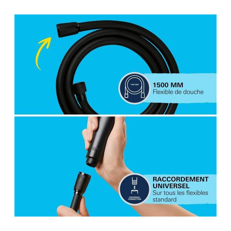 Shower hose - GROHE - 287412432 - 1.5 m - VitalioFlex Trend - Matt Bla