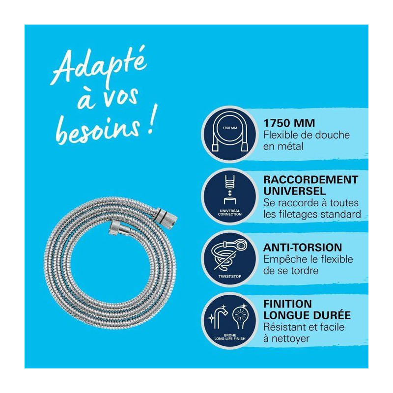 Shower hose - GROHE - 22100000 - 1.75 m - VitalioFlex - Metal