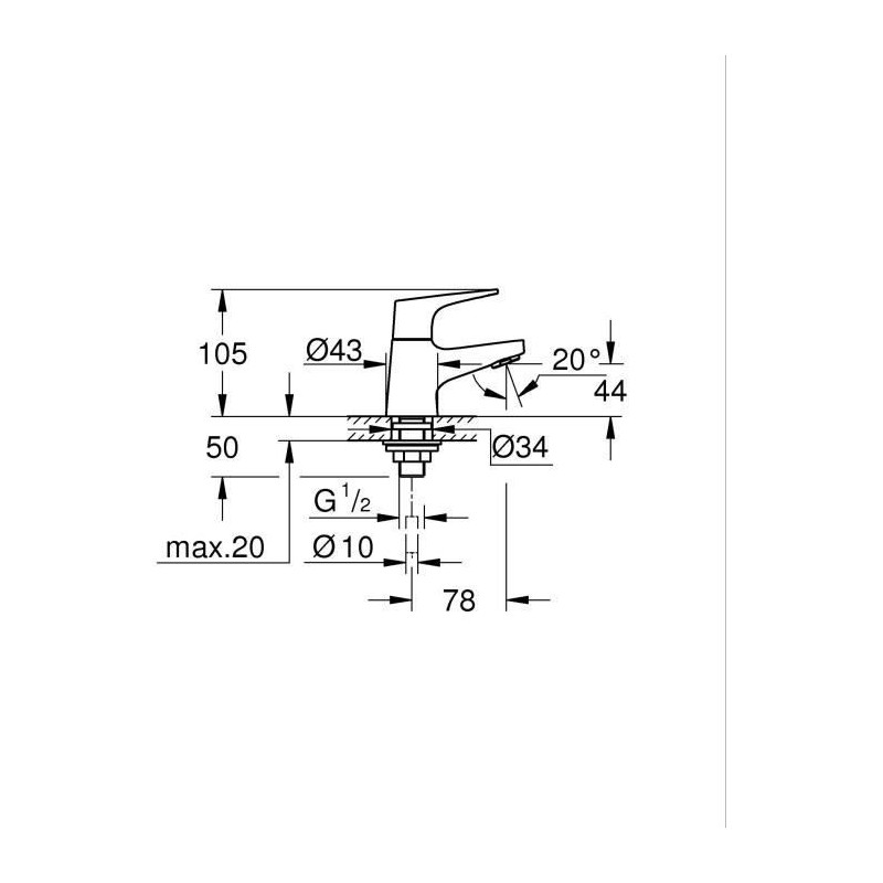 Single-fluid hand wash bathroom faucet - GROHE Start Flow - Size XS -