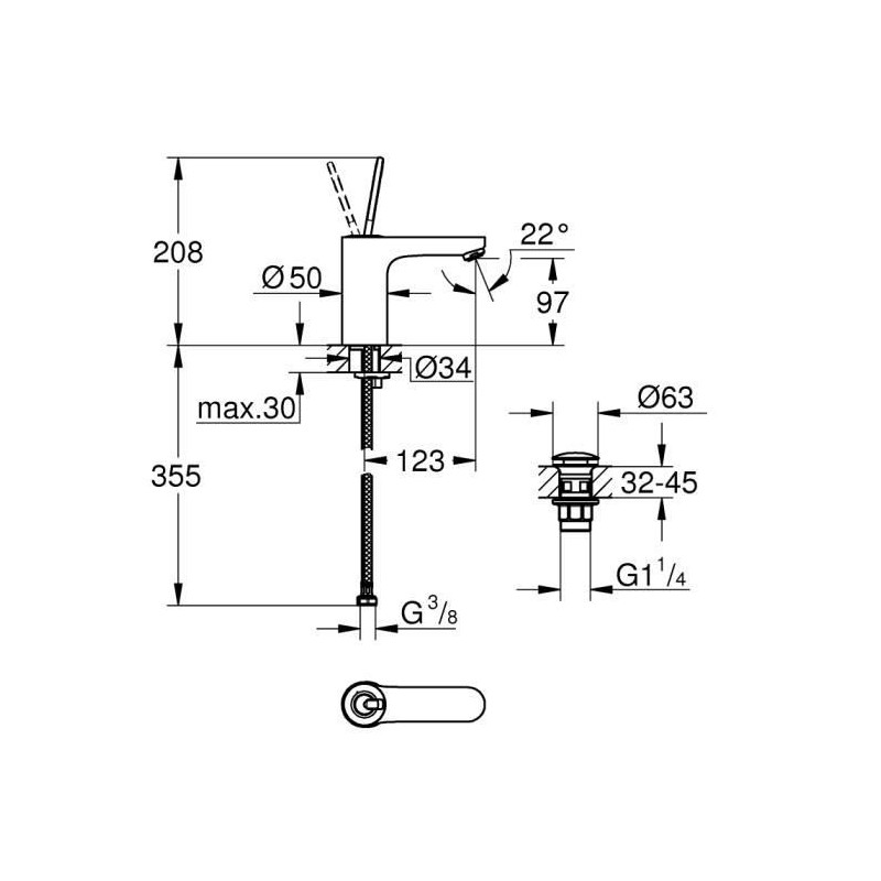 Grohe Mixer Monocomande Lavabo Size M Get Joy Chromé 23800000