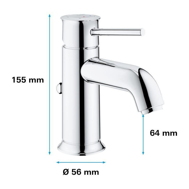 GROHE TAP START CLASSIC bathroom sink, mixer with emptying tickle, wat