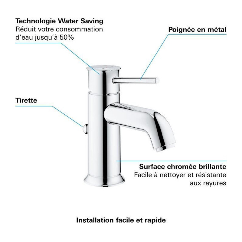 GROHE TAP START CLASSIC bathroom sink, mixer with emptying tickle, wat