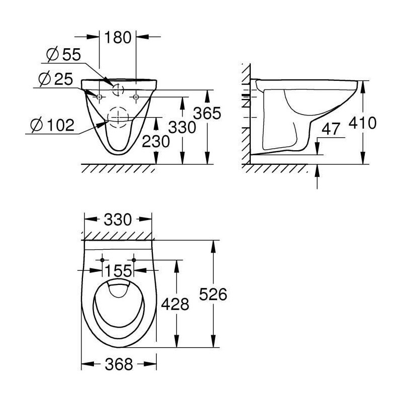 GROHE - Wall-hung toilet bowl