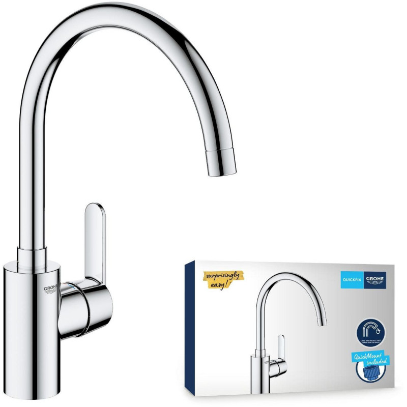 Kitchen faucet - Chrome - C-spout - High spout - 150° rotation - GROH