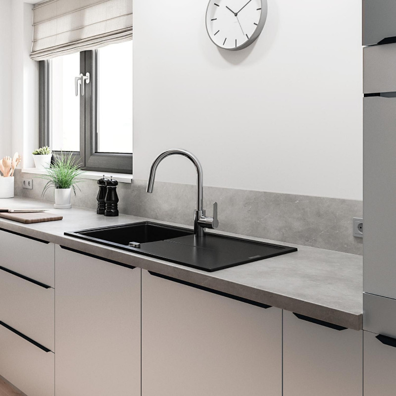 Kitchen faucet - Chrome - C-spout - High spout - 150° rotation - GROH