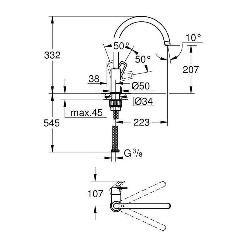 Kitchen Faucet Sink Moorop Baulop Bauk High Pivoting - Grohe - 3136800
