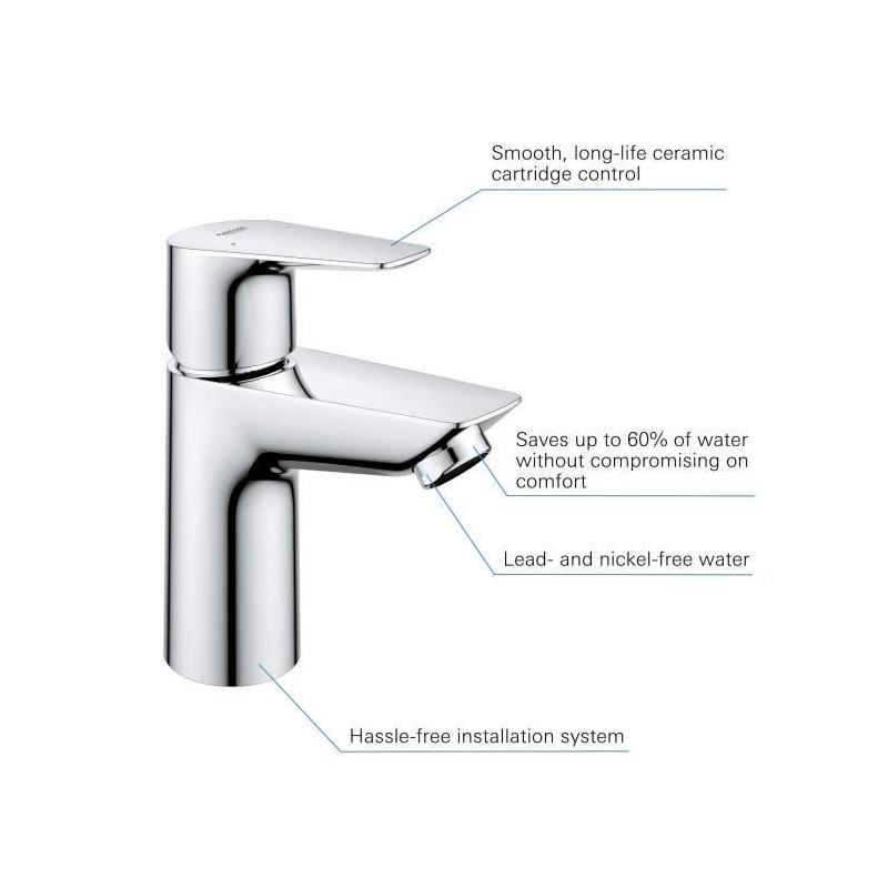 Bathroom faucet - GROHE Start Edge - 23898001 - Size S - Without waste
