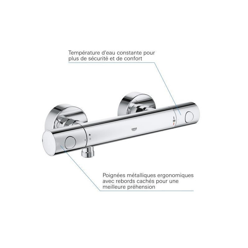 Grohe thermostatic mixer shower precision Get, wall mounting, temperat
