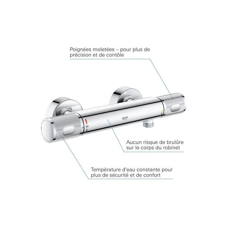 Grohe thermostatic mixer shower precision chrome feel 34790000