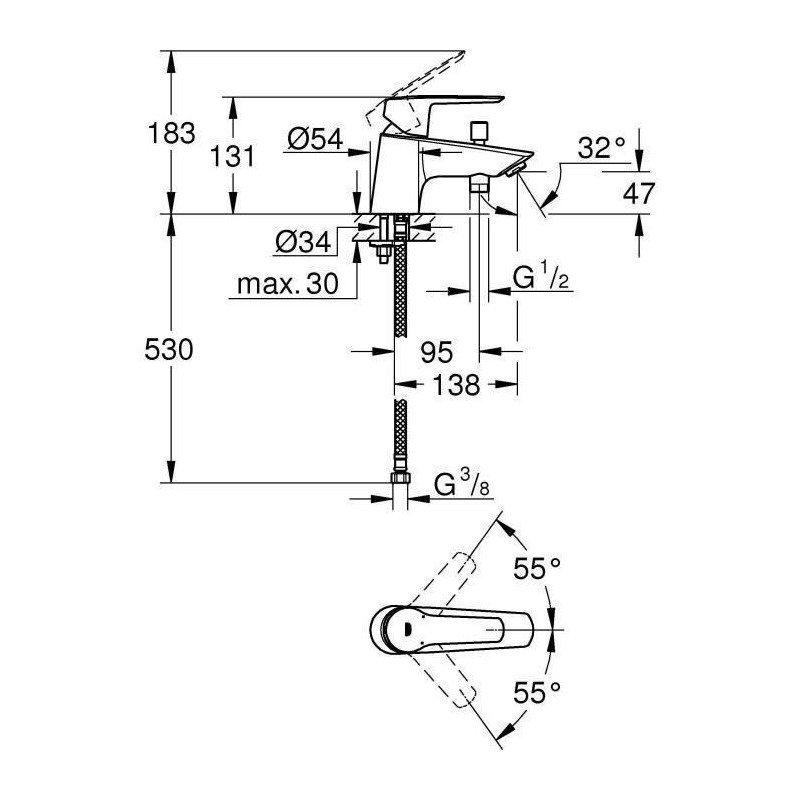 Moving shower mixer Monotrou Start - Grohe - 23229002