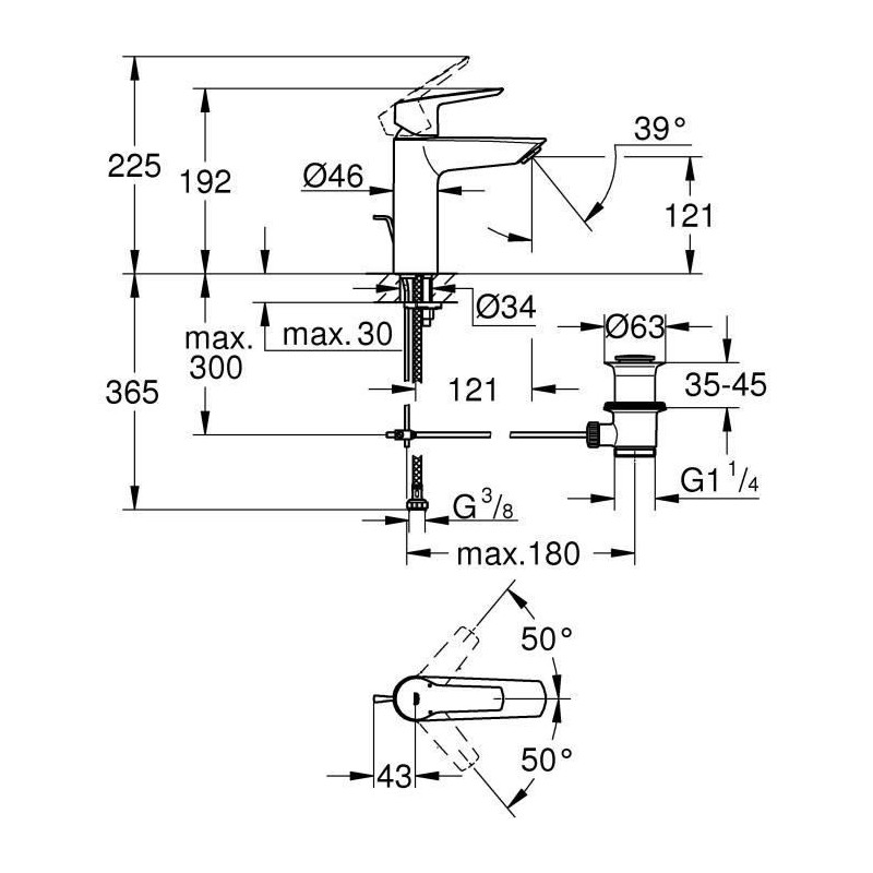 Grohe - Lavabo monocommande mixer - Size M