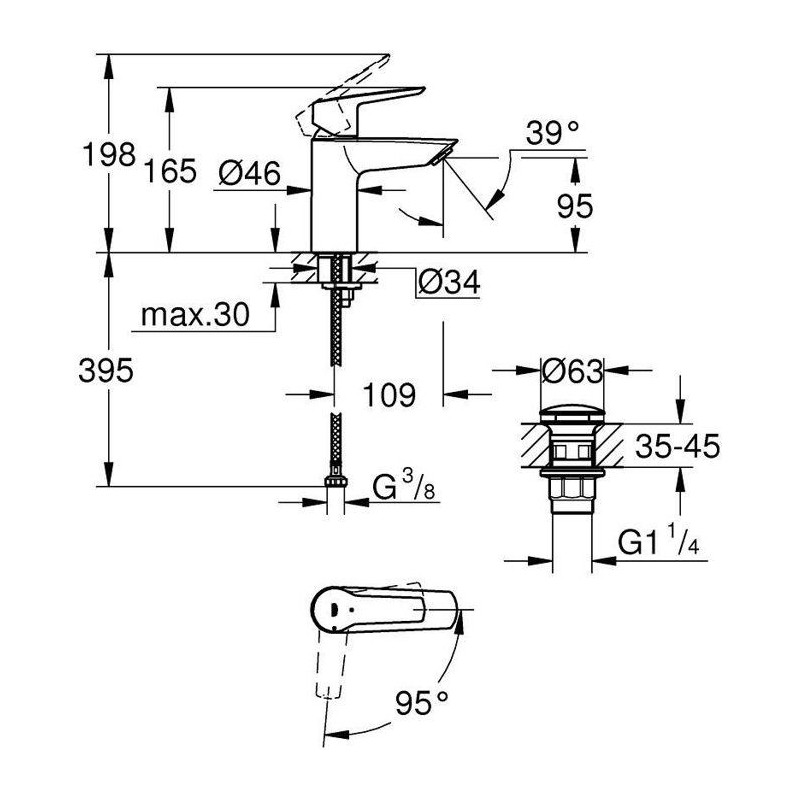 GROHE - Single-lever washbasin mixer - Size S