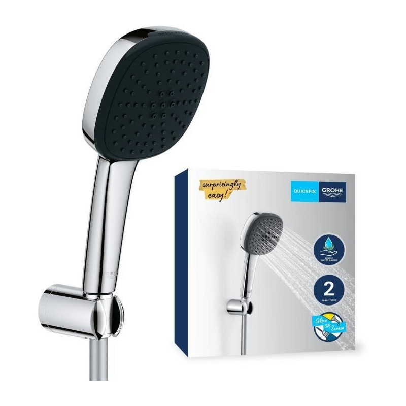 Shower set with 2-jet shower head, holder and hose - GROHE Vitalio Com