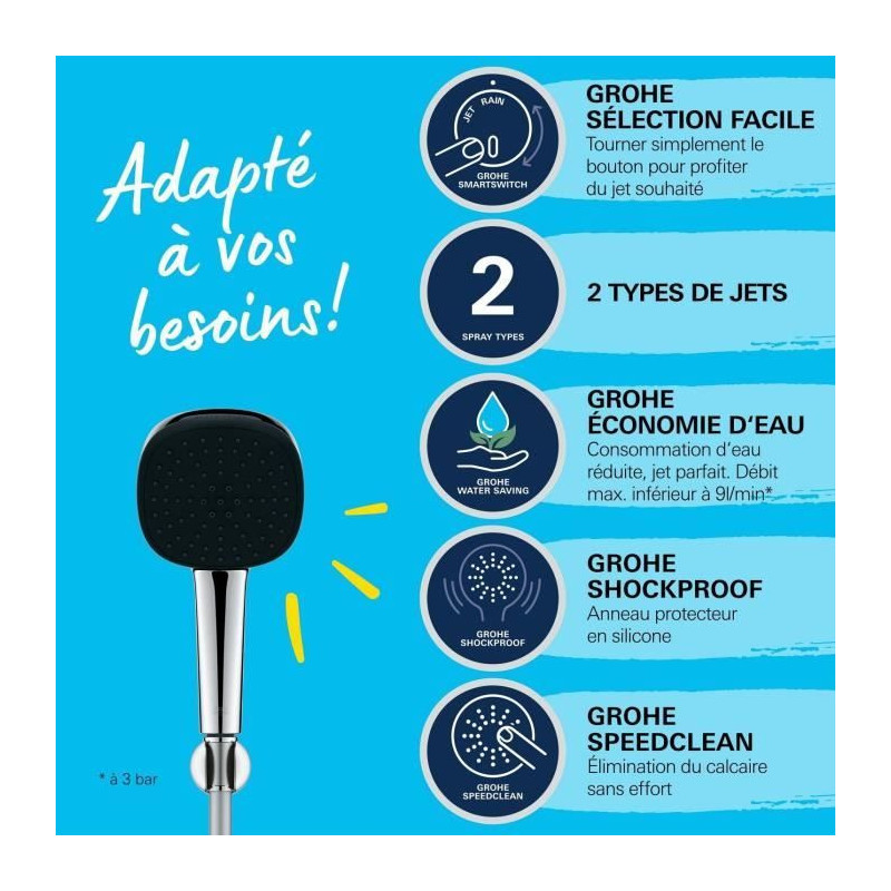 Shower set with 2-jet shower head, holder and hose - GROHE Vitalio Com