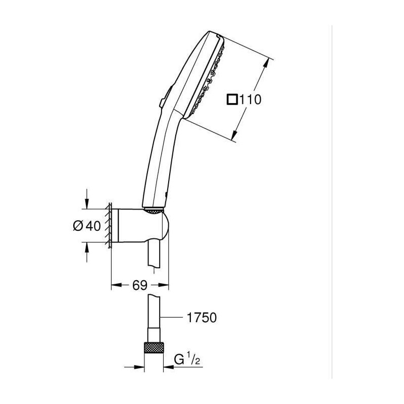 Shower set with 2-jet shower head, holder and hose - GROHE Vitalio Com