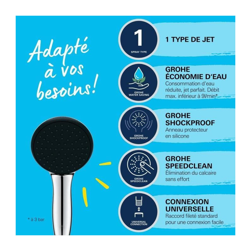 Shower head - GROHE Vitalio Start 110 27940001 - 1 Rain jet - Water sa