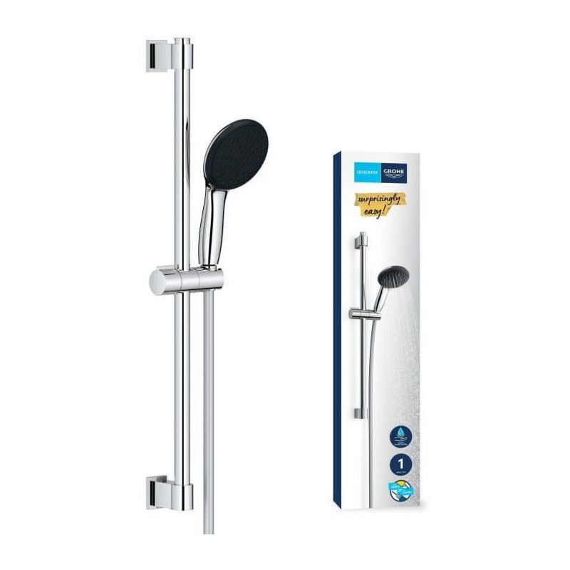Shower set with 1 jet shower head, 60cm bar and 1.75m flexible hose -