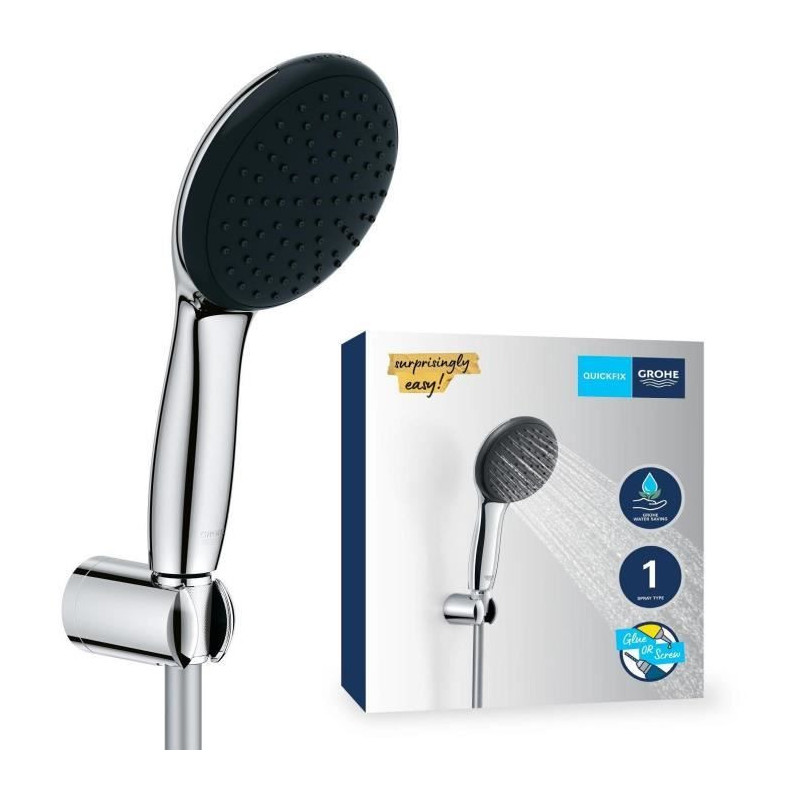 Shower set with 1 jet Rain shower head, holder and 1.75m hose - GROHE