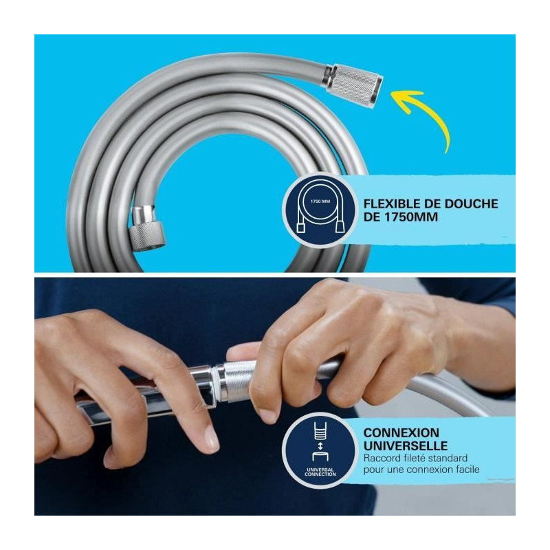 Shower set with 1 jet Rain shower head, holder and 1.75m hose - GROHE