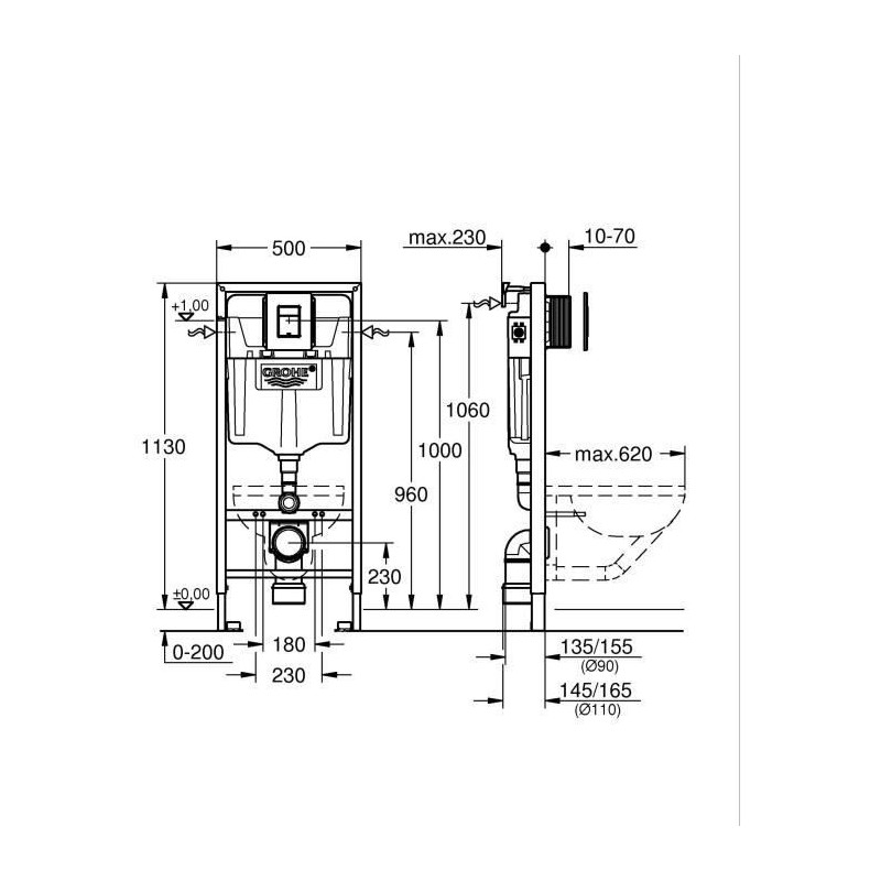 Solido 3 in 1 pack for WC - Installation height 1.13m - GROHE - 38811K