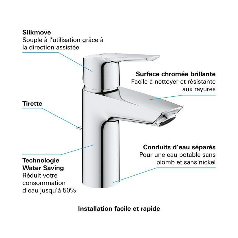 Grohe Quickfix Start Bathroom Faucet Lavabo, Foam water saving, with e
