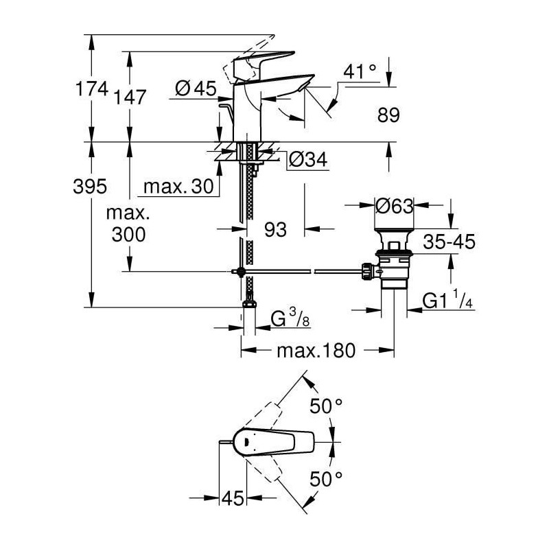 Grohe - Lavabo monocommande mixer - Size S