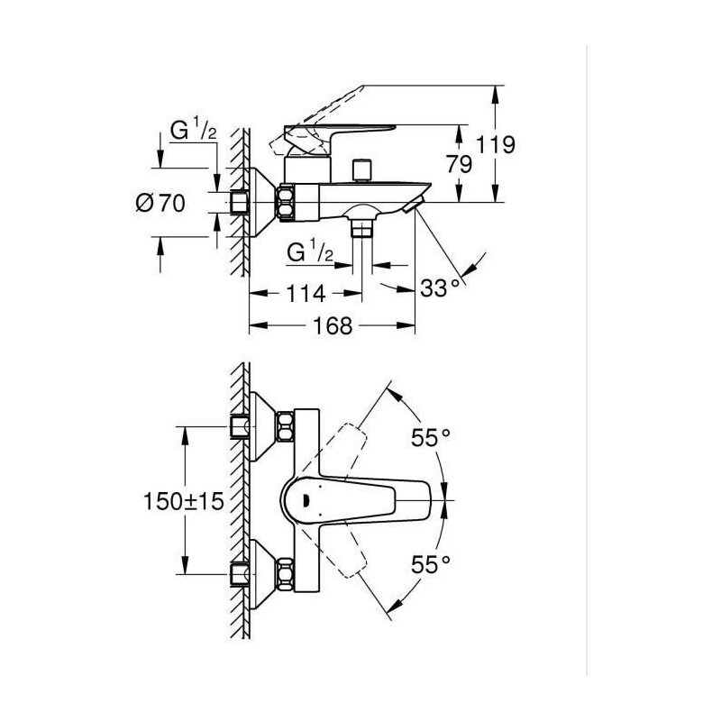 Grohe Mixer Monocomande Bath / Shower, Start Edge, Faucet with Mousseu