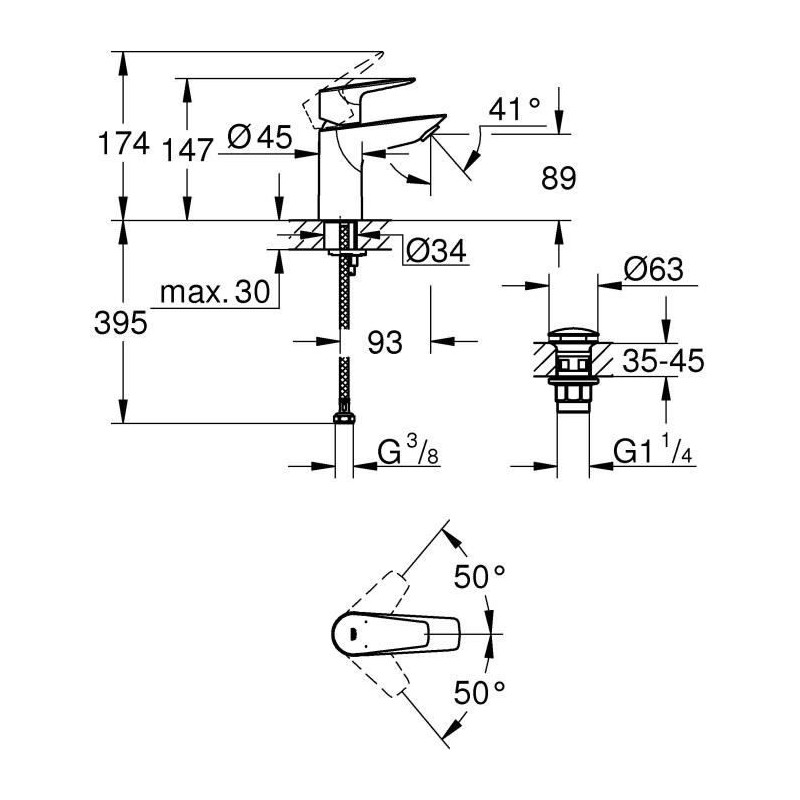 Grohe - Lavabo monocommande mixer - Size S