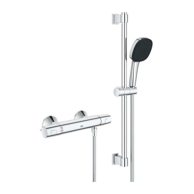 Shower set with thermostatic mixer, 3-jet shower head, 60cm bar and fl