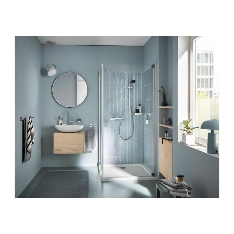 Shower set with thermostatic mixer, 3-jet shower head, 60cm bar and fl