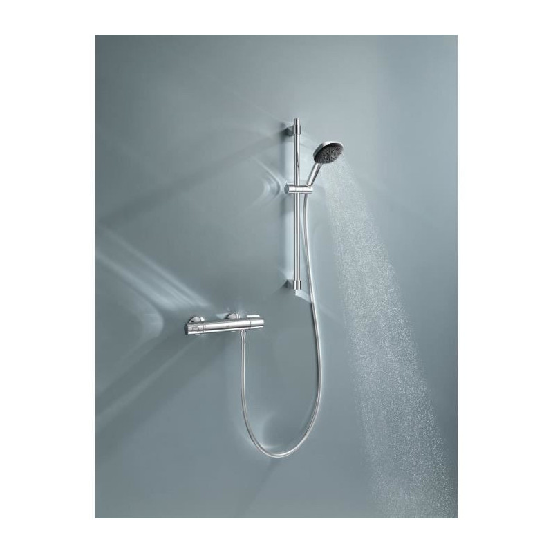Shower set with thermostatic mixer, 3-jet shower head, 60cm bar and fl