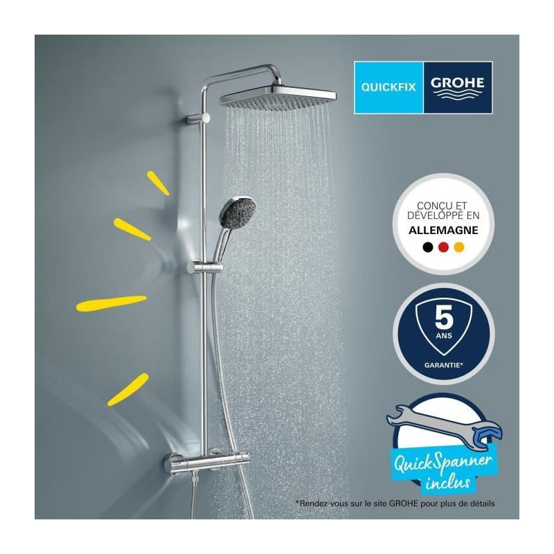 Shower column with thermostatic mixer - Water saving - GROHE Vitalio C