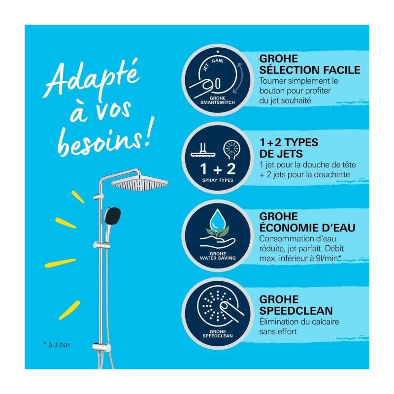 Shower column with manual diverter - Water saving - GROHE Vitalio Comf