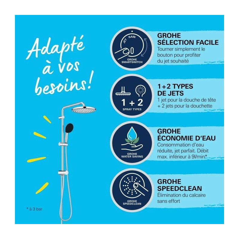 Shower column with manual diverter - Water saving - GROHE Vitalio Star