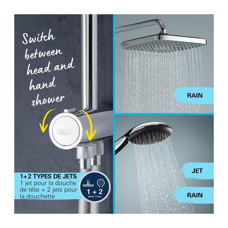 Shower column with manual diverter - Water saving - GROHE Vitalio Star