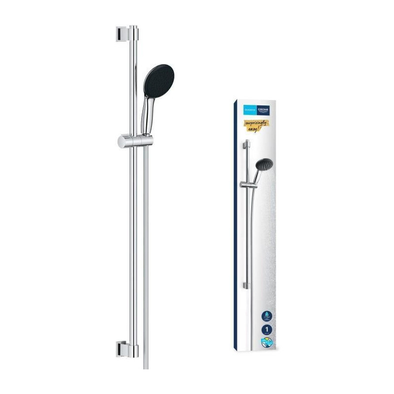 Shower set with 1 jet shower head, 90cm bar and flexible hose - GROHE