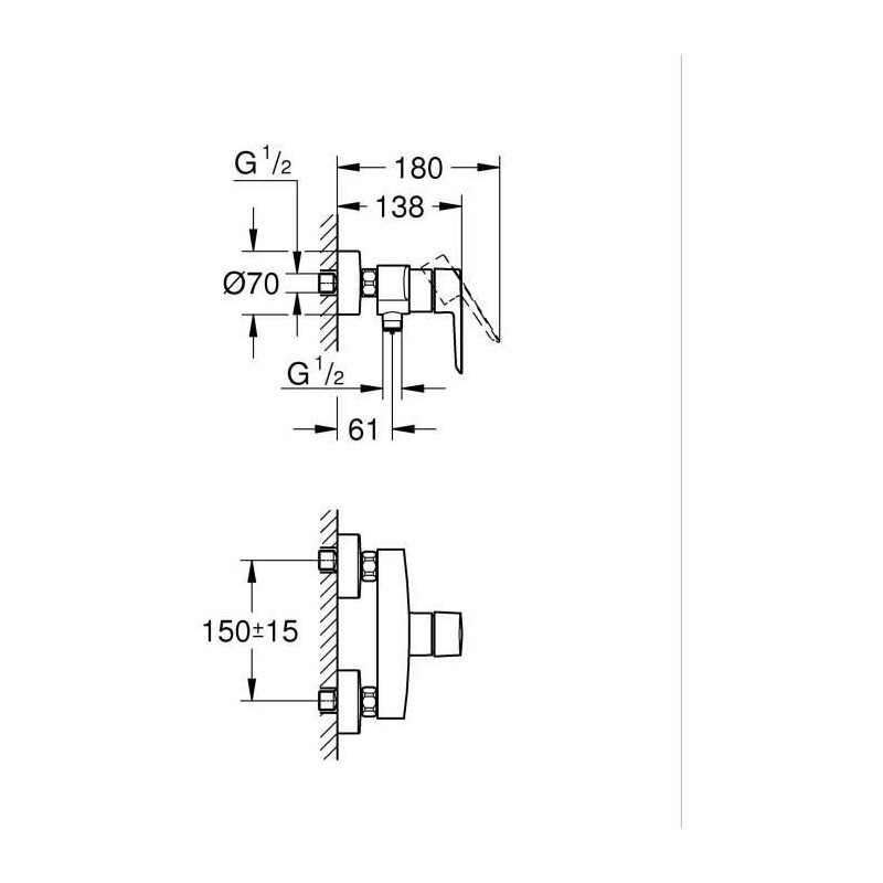 Single lever shower mixer - GROHE Start - 322792432 - Matt black - Exp