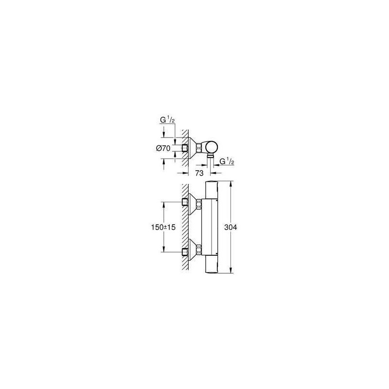 Thermostatic shower mixer - GROHE Precision Start - Matt black - Water