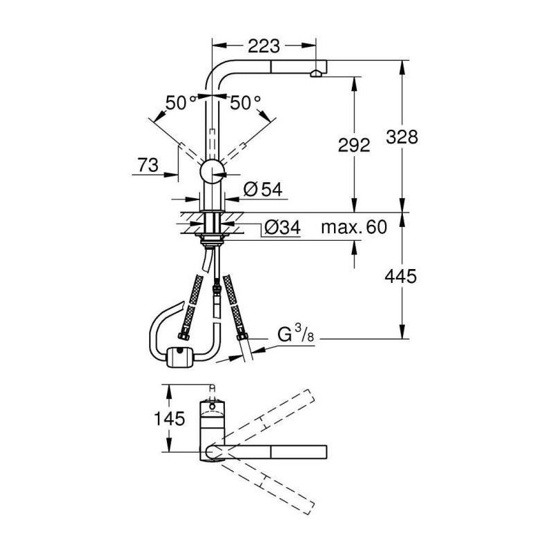 Grohe Minta Sink Mixer 32168000 - Extractable shower - BEC L - 360 °