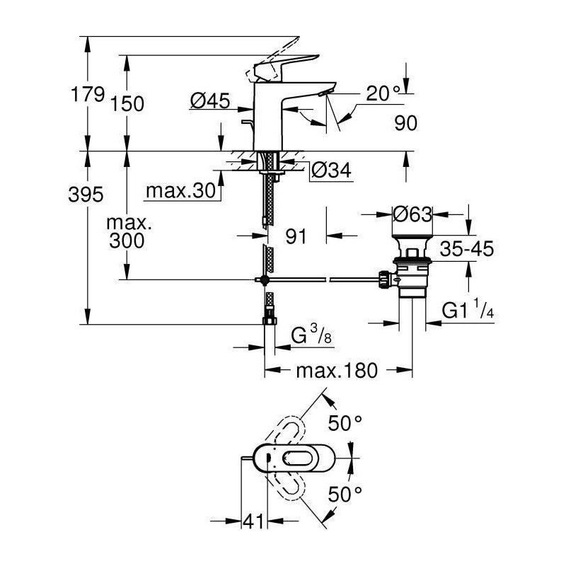 Baulop monocommiame sink mixer Size S - Grohe - 23335000