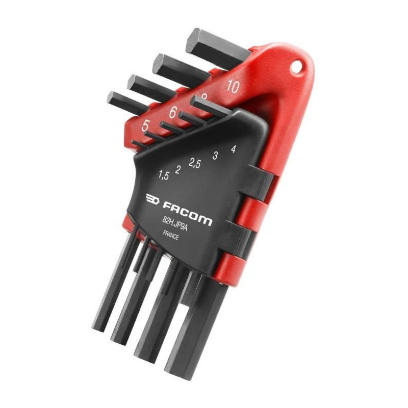Set of 9 Allen keys - FACOM - 82H.JP9APB - Short - Angled - 6 sides in