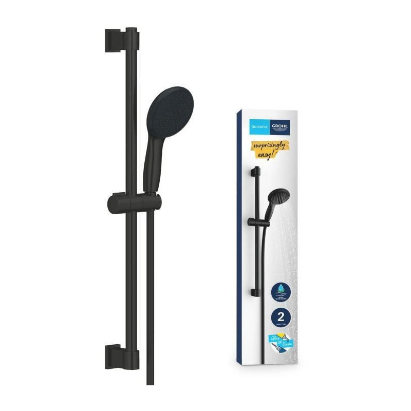 Shower set with 2 jets shower head, 60cm bar and 1.75m flexible hose -