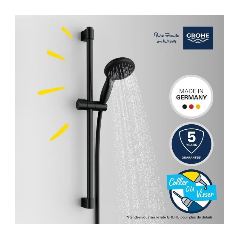 Shower set with 2 jets shower head, 60cm bar and 1.75m flexible hose -