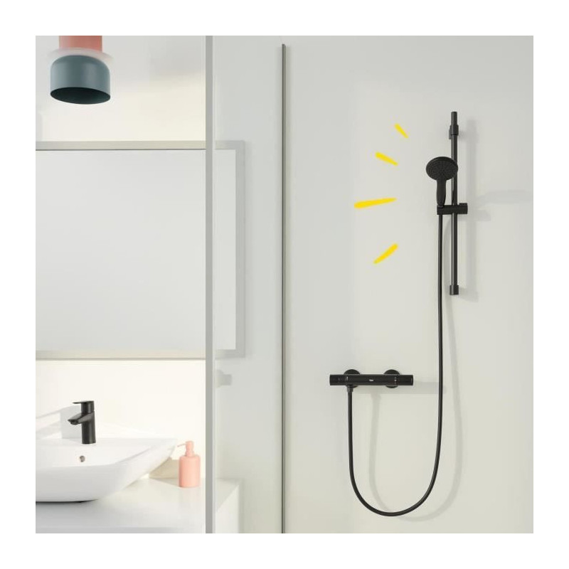 Shower set with 2 jets shower head, 60cm bar and 1.75m flexible hose -