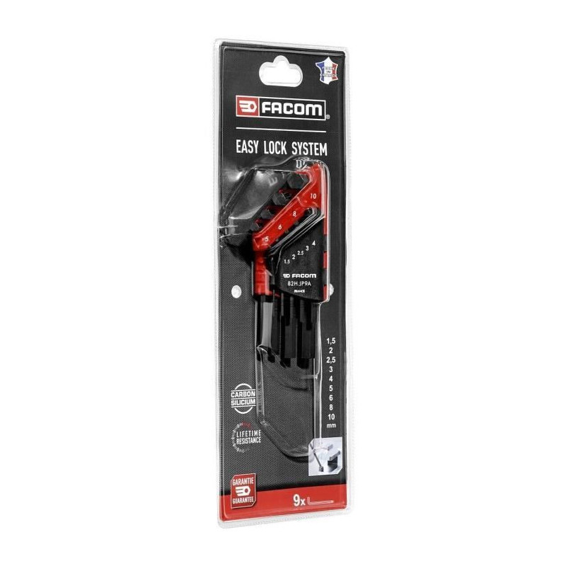 Set of 9 Allen keys - FACOM - 82H.JP9APB - Short - Angled - 6 sides in
